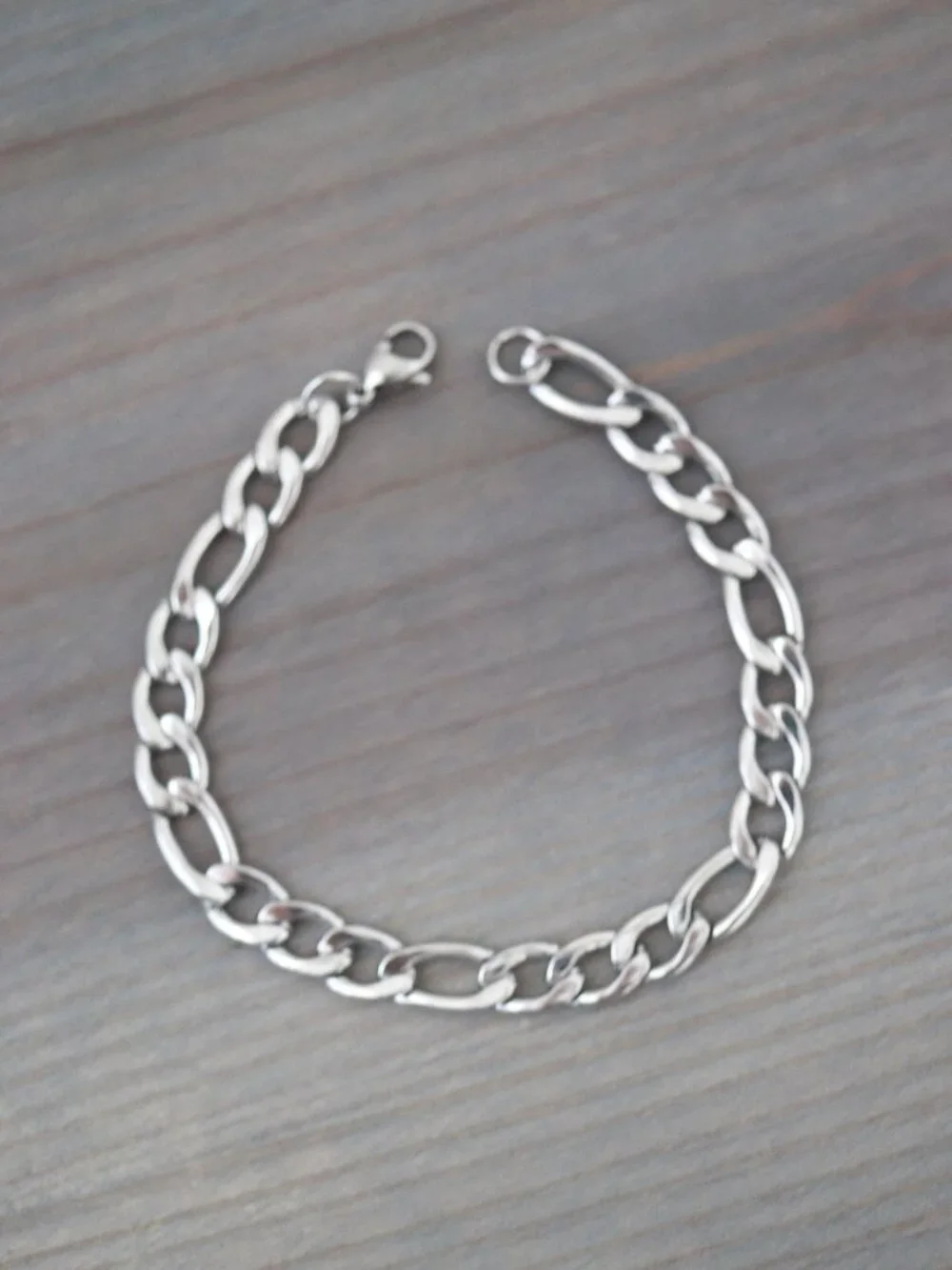 8mm Figaro Chain Bracelet Silver Stainless Steel